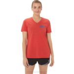 Asics 1977 Americana Mujer Cuello en V Brezo Rojo Clásico