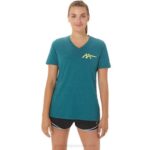 Asics Americano Vintage Mujer Cuello V Terciopelo Brezo de Pino
