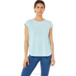 Asics blusa de manga corta con abertura azul claro para mujer