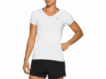 Asics blusa de manga corta cuello en v mujer blanco brillante