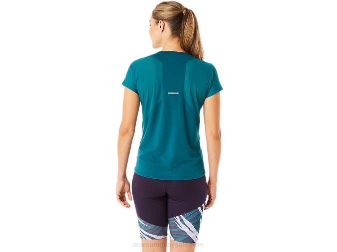 Asics blusa de manga corta cuello en v mujer terciopelo pino elegante - Image 2
