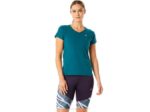 Asics blusa de manga corta cuello en v mujer terciopelo pino elegante