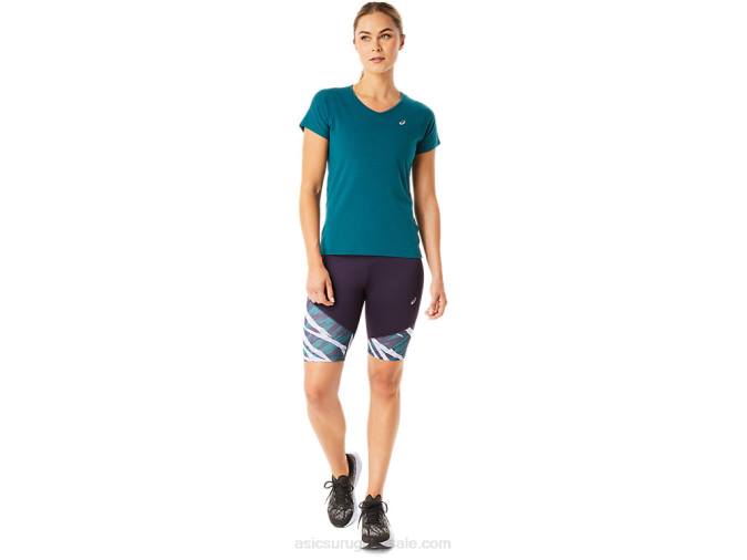Asics blusa de manga corta cuello en v mujer terciopelo pino elegante - Image 4
