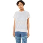 Asics blusa de manga corta espalda abierta mujer blanco brillante