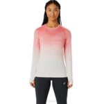 Asics blusa sin costuras de manga larga mujer crema papaya