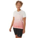 Asics blusa sin costuras manga corta mujer crema papaya actividades deportivas