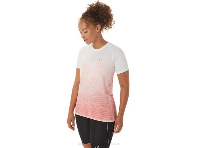 Asics blusa sin costuras manga corta mujer crema papaya actividades deportivas - Image 3