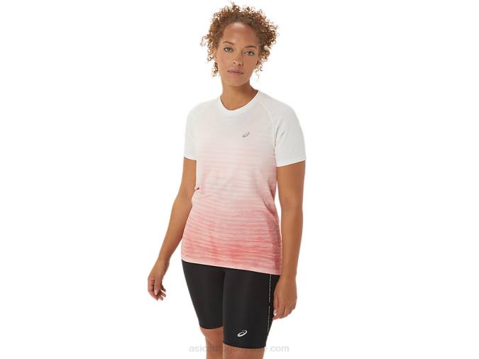 Asics blusa sin costuras manga corta mujer crema papaya actividades deportivas - Image 1