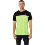 Asics Camiseta Corta Carrera Hombre Negro Peligro Verde Rendimiento