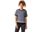 Asics camiseta corta color block mujer gris jaspeado