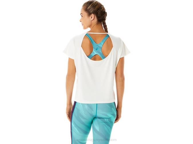 Asics camiseta corta con abertura lateral mujer crema - Image 2