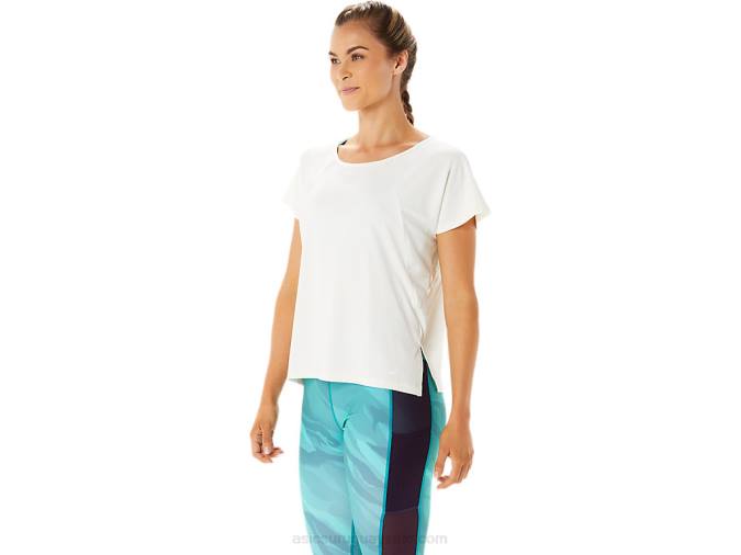 Asics camiseta corta con abertura lateral mujer crema - Image 3