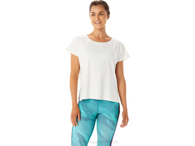 Asics camiseta corta con abertura lateral mujer crema - Image 1