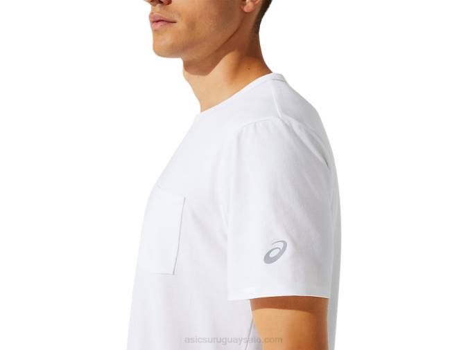 Asics camiseta corta con bolsillo parche hombre blanco brillante - Image 2