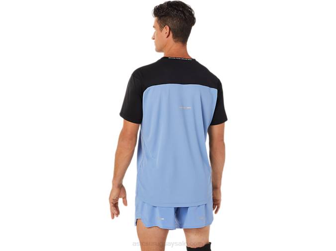 Asics camiseta corta de carrera hombre negro y azul rendimiento alto - Image 2