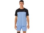 Asics camiseta corta de carrera hombre negro y azul rendimiento alto