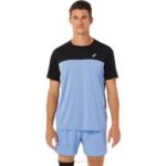 Asics camiseta corta de carrera hombre negro y azul rendimiento alto