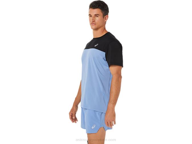 Asics camiseta corta de carrera hombre negro y azul rendimiento alto - Image 3