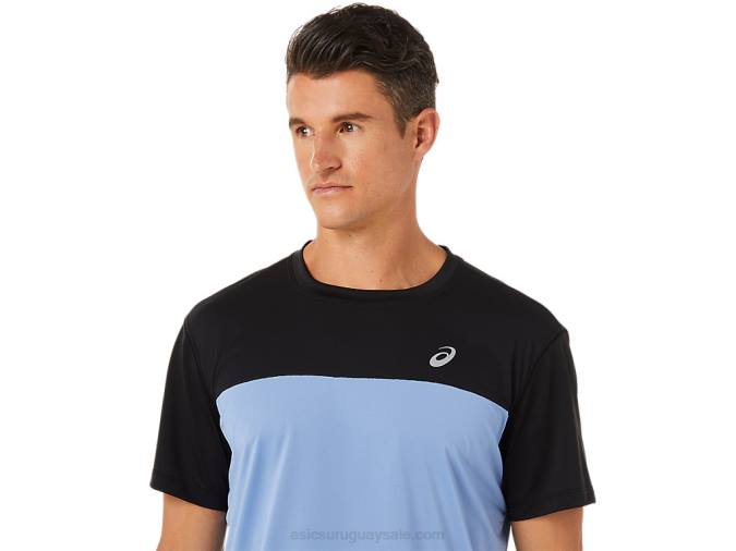 Asics camiseta corta de carrera hombre negro y azul rendimiento alto - Image 4