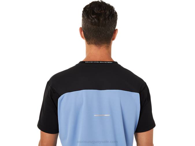Asics camiseta corta de carrera hombre negro y azul rendimiento alto - Image 5