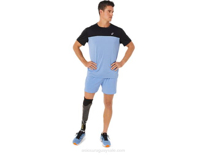 Asics camiseta corta de carrera hombre negro y azul rendimiento alto - Image 6