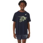 Asics camiseta corta estampado zapatos medianoche para hombre
