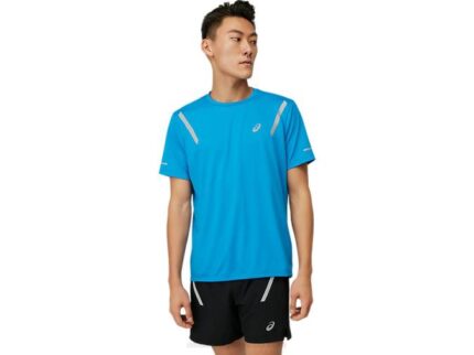 Asics camiseta corta hombre lite-show azul eléctrico rendimiento