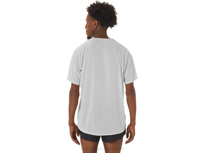 Asics camiseta corta ligera hombre gris glaciar rojo eléctrico - Image 2