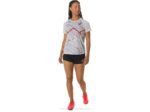 Asics camiseta corta ligera mujer gris glaciar rojo eléctrico - Image 4