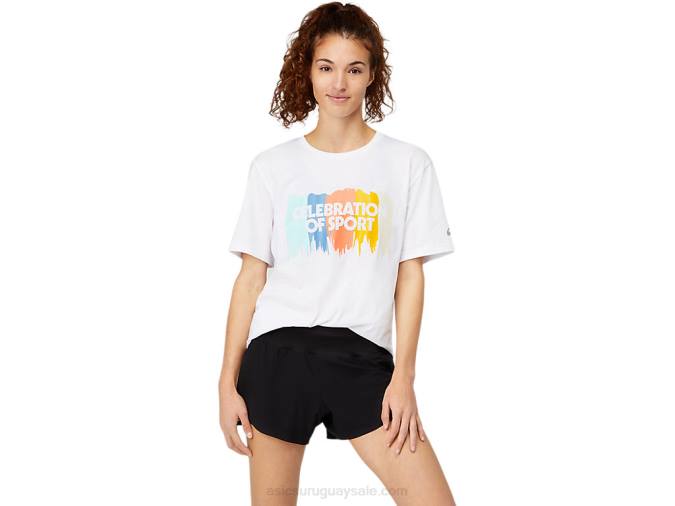 Asics camiseta corta manga blanca brillante estilo moderno - Image 1