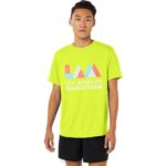 Asics camiseta corta maratón hombres amarillo seguridad
