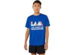 Asics camiseta corta maratón hombres azul rendimiento