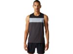 Asics camiseta de carrera masculina gris grafito negro alto rendimiento