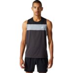 Asics camiseta de carrera masculina gris grafito negro alto rendimiento