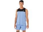 Asics camiseta de carrera masculina rendimiento negro azul armonía