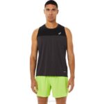 Asics camiseta de carrera masculina rendimiento negro gris grafito