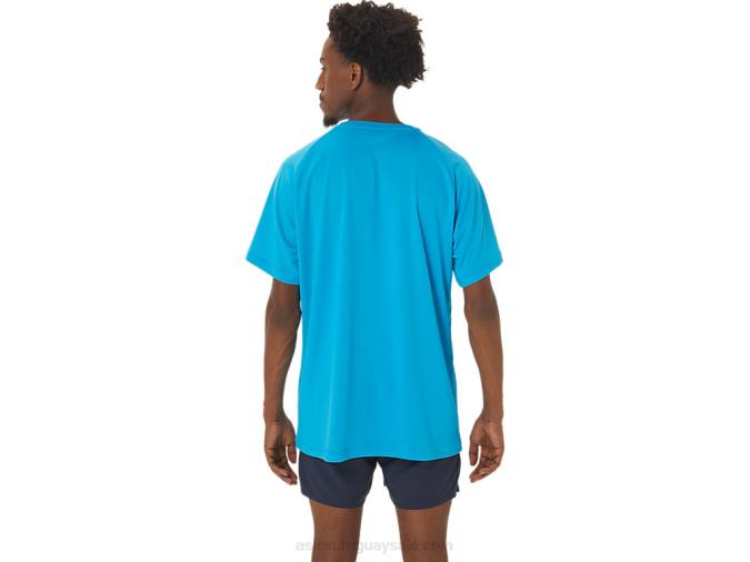 Asics camiseta de hombre azul con gráfico de línea de meta - Image 2
