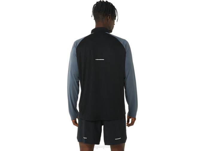 Asics camiseta de hombre de manga larga 1/2 cremallera negro rendimiento gris - Image 2