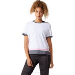 Asics camiseta de manga corta color block blanco y durazno