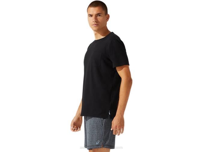Asics camiseta de manga corta con bolsillo negro rendimiento - Image 3