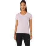 Asics camiseta de manga corta cuello en v mujer apenas rosa