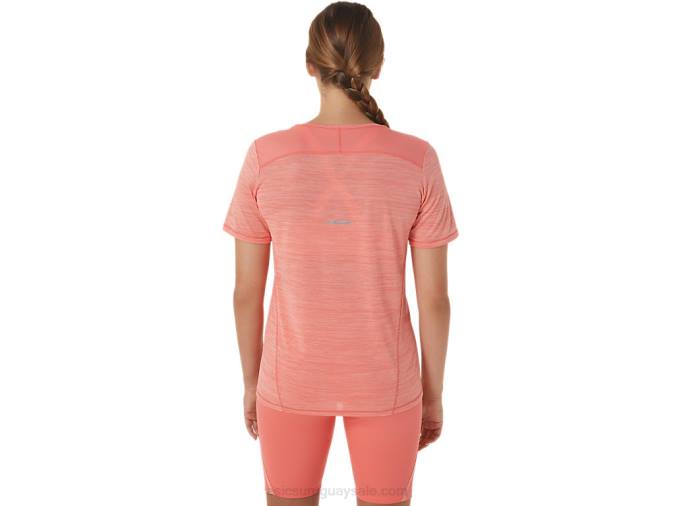 Asics camiseta de manga corta cuello en V mujer papaya guayaba deportiva - Image 2