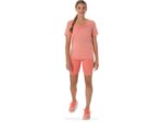Asics camiseta de manga corta cuello en V mujer papaya guayaba deportiva - Image 4