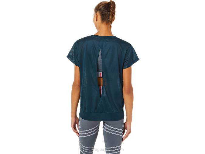 Asics camiseta de manga corta espalda abierta mujer azul francés - Image 2