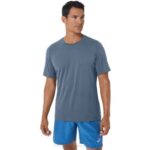 Asics camiseta de manga corta hthr tech hombre azul acero atractivo