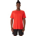 Asics camiseta de manga corta hthr tech rojo fuego para hombre