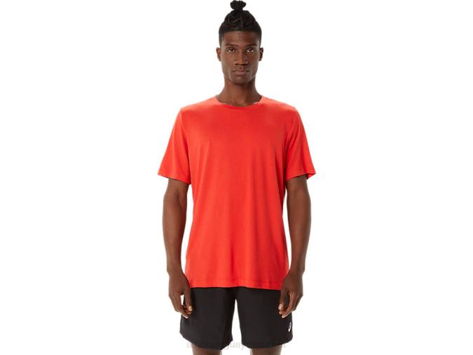 Asics camiseta de manga corta hthr tech rojo fuego para hombre - Image 1