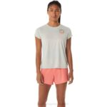 Asics camiseta de manga corta logo fujitrail mujer salvia ligera