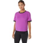 Asics camiseta de manga corta mujer orquídea estilo moderno