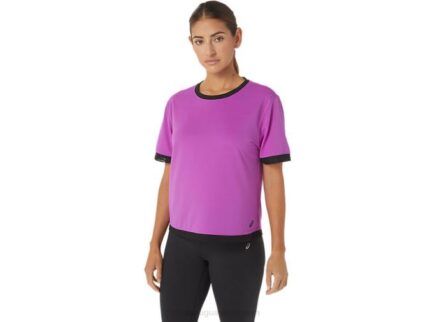 Asics camiseta de manga corta mujer orquídea estilo moderno